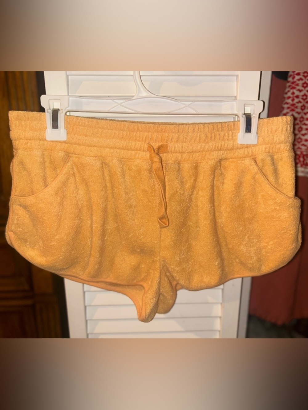 Cozy Women's Terry Drawstring Shorts — Bright Orange